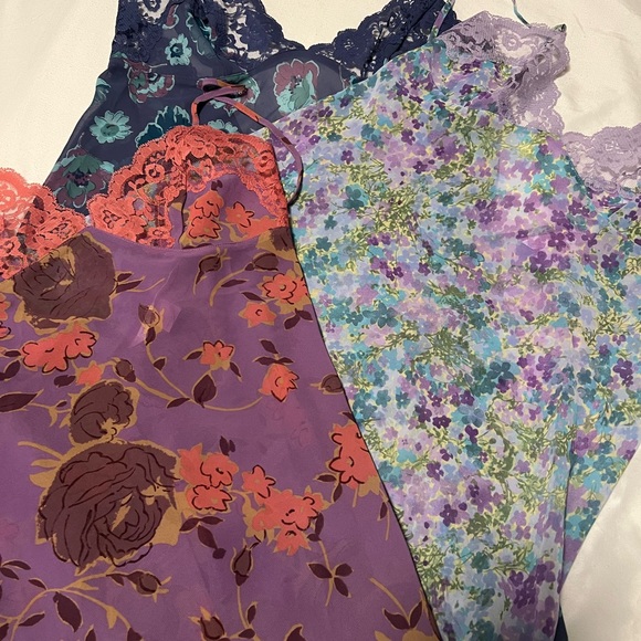 Victoria's Secret Floral Chemises - Purple, Blue, and Pink Bundle of Three - Picture 1 of 1